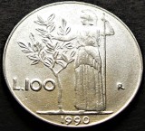 Moneda 100 LIRE - ITALIA, anul 1990 * cod 896 = modelul mic