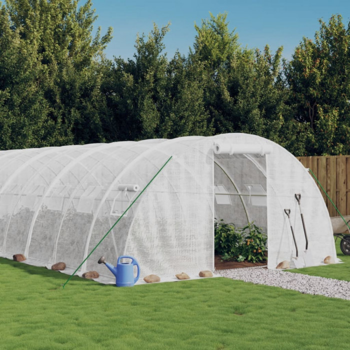 vidaXL Seră cu cadru din oțel, alb, 96 m&sup2;, 24x4x2 m