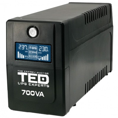 UPS 700VA / 400W LCD display Line Interactive cu stabilizator 2 iesiri schuko TED UPS Expert TED001559 SafetyGuard Surveillance foto