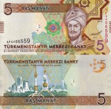 Bancnota Turkmenistan 5 Manat 2012 UNC, Asia, Colectie Numismatica