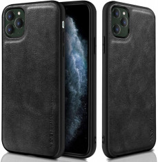 Husa X-Level iPhone 11 Pro din silicon si piele ecologica Luxury Leather, Negru foto