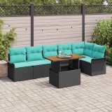 vidaXL Set de canapele pentru grădină 7 pcs Negru Rattan poli 3358083