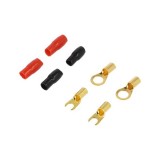 Set 4 papuci terminal 8GA 5mm izolati rosu si negru tip furca si inel pentru sertizare 4CarMedia TERMINAL-SET-8GA