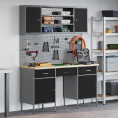 vidaXL Set banc de lucru, 7 piese, negru, oțel