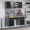 vidaXL Set banc de lucru, 7 piese, negru, oțel