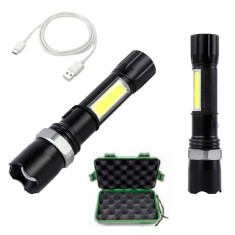 Lanterna din aluminiu LED cu zoom Vargo, acumulator si incarcare USB