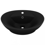 Cumpara ieftin Chiuveta lux cu preaplin, negru mat, 58,5x39 cm ceramica, oval