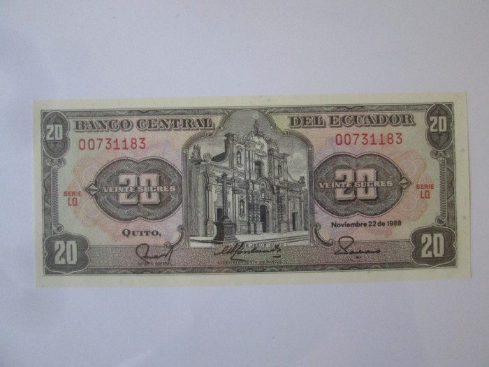 Ecuador 20 Sucres 1988 UNC