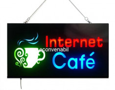 Reclama Luminoasa cu LEDuri tip Caseta Neon Internet Cafe 24x44cm foto