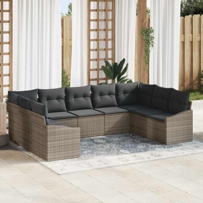 vidaXL Set de canapele pentru grădină 9 pcs Gri Rattan poli 3346879 foto