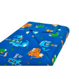 Lenjerie patut bebe, SomnART, cearceaf pat 60x120x10 cu elastic, cearceaf pilota 80x110, perna joasa 20x35, Dinozauri