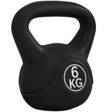 HOMCOM Kettlebell de 6 kg pentru Sport și Fitness cu Bază Plată și M&acirc;ner, Greutate din Plastic, 20x13x22 cm, Negru | Aosom Romania