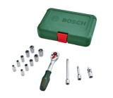 BOSCH Set cheie clichet cu biti si prelungitoare in geanta textila, prindere 1/4, 14 piese