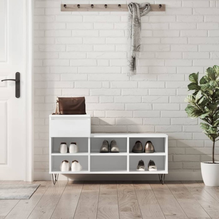 Pantofar, alb, 102x36x60 cm, lemn compozit