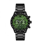 Emporio Armani Mario Ceas Bărbați Cronograf Quartz Cadran Verde Brățară Neagră 43mm