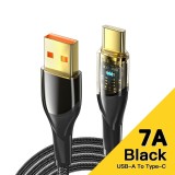 Cablu Date Incarcare USB-A la USB-C, LED, Transparent, 100W, 7A, SuperDart, 2M