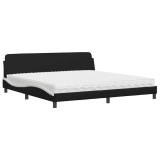Cumpara ieftin Pat cu saltea, Dover, negru si alb, 200x200 cm, piele ecologica