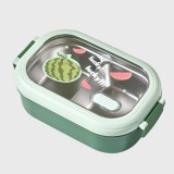 Caserola Container pentru Pranz, Cyrax, Caserola LUNCH BOX pentru Studenti, din Plastic PP, pentru Scoala, Compartiment Metalic in Interior, 22.5 x 14
