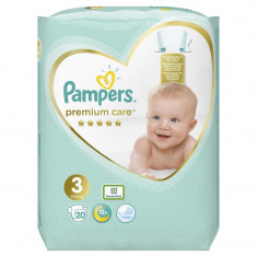 Scutece, Nr.3, Premium Care, 6-10 Kg, 20 bucăți, Pampers