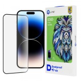 Folie de protectie Ecran Lito D+ Pro Dustproof pentru Apple iPhone 14 Pro, Sticla Securizata, Full Glue, Neagra