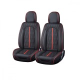 Huse auto premium 5 locuri Carguard Deluxe piele ecologica perforata - negru - rosu
