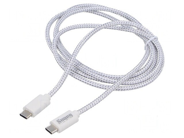 Cablu USB 2.0 USB C 1,5m alb PVC 100W