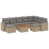 Cumpara ieftin Set canapele de gradina, 10 piese, cu perne, bej, poliratan