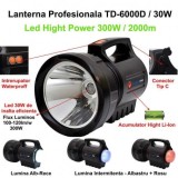 Lanterna profesionala reincarcabila, 300W, led Tip CREE XM-L T6 30W, USB tip C,