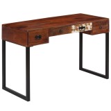 Cumpara ieftin Birou, 117x50x76 cm, lemn masiv de acacia și piele naturală
