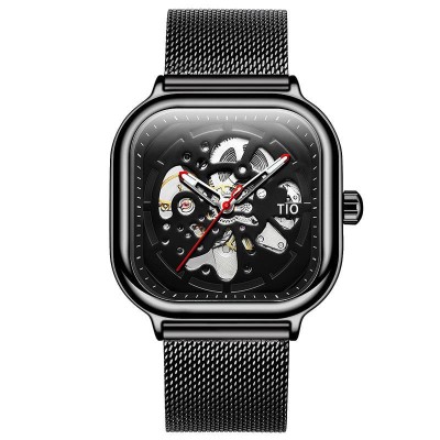 TIO Ceas mecanic automatic barbatesc Analog Negru Bratara reglabila foto