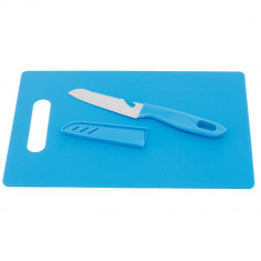 Set tocator si cutit de bucatarie cu desfacator sticle integrat, Everestus, SY01, plastic, otel, albastru, saculet inclus foto