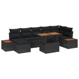 vidaXL Set de masă pentru grădină cu pernă 8 pcs Negru și Maro 3350090