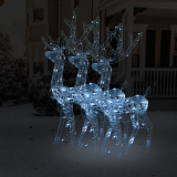 VidaXL Decorațiuni reni de Crăciun, 3 buc., alb rece, 120 cm, acril