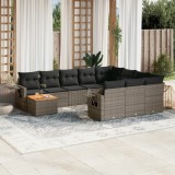 vidaXL Set canapele de grădină cu perne, 11 piese, gri, poliratan 3257082