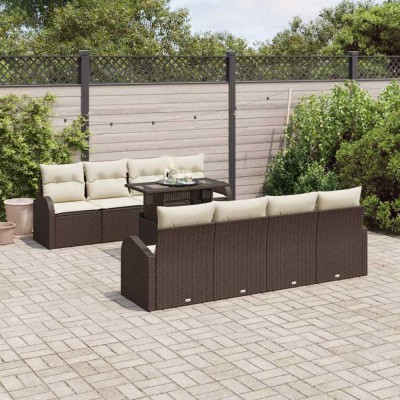 vidaXL Set de canapele pentru grădină 9 pcs Maro 100 x 55 x 73 cm 3357341 foto