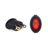 &Icirc;ntrerupător, oval, roșu 12V, 230V cu iluminare