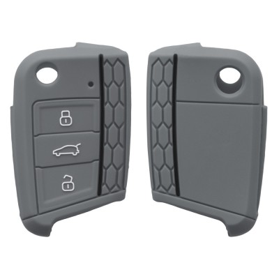 Husa Cheie Auto pentru VW - 3 Butoane, Silicon, Gri, 46967.01 foto