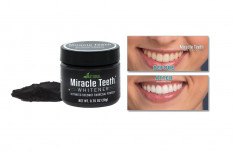 Pudra pentru albirea dintilor din carbune activ cu cocos Miracle Teeth foto