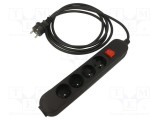 Prelungitor alimentare JONEX 3x1,5mm2 4 prize gumă negru 3m 16A