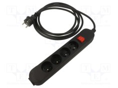 Prelungitor alimentare JONEX 3x1,5mm2 4 prize gumă negru 3m 16A