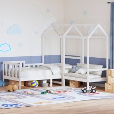 vidaXL Set pat de zi/banca cu acoperi? alb 90x190 cm lemn masiv de pin foto