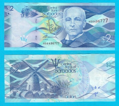 Barbados (p#73A) 2 Dollars 2013 &amp;#039;Bovell&amp;#039; UNC serie: H56496777 foto