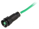 Lampă de control LED verde &Oslash;11mm 230VAC IP40 plastic