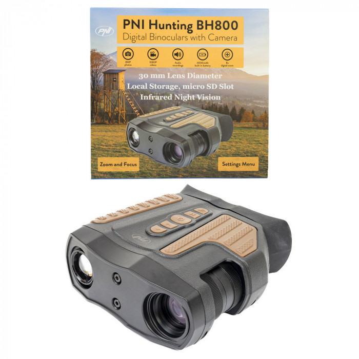 Resigilat : Binoclu digital pentru vanatoare PNI Hunting BH800, zoom digital 8x in