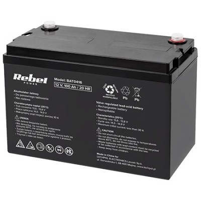 Acumulator gel, fara intretinere, 12V, 100AH, Rebel, BAT0416 foto