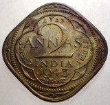B.571 INDIA COLONIE BRITANICA GEORGE VI 2 ANNAS 1943