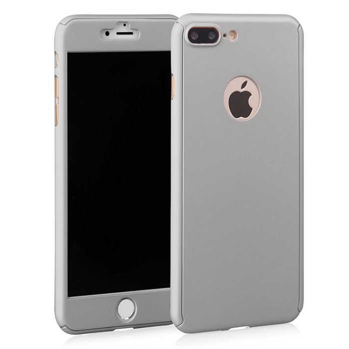 Husa Fullbody MyStyle Silver pentru Apple iPhone 7 Plus acoperire completa 360 grade cu folie de protectie gratis