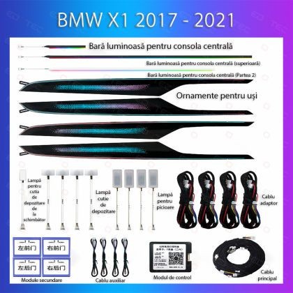 Lumini Ambientale BMW Seria X1 2017-2021 dedicat trim control telefon sau sistem original CarStore Technology