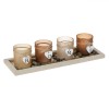Set Suporturi pentru Lum&acirc;nări, Model &Ccedil;&times;Home&Ccedil;Ł, 4 Pahare, Materiale Lemn și Sticlă, Culoare Multicolor, Oem