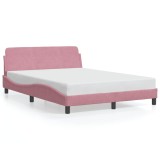 Cumpara ieftin Cadru de pat cu tablie, Dover, roz, 120x200 cm, catifea